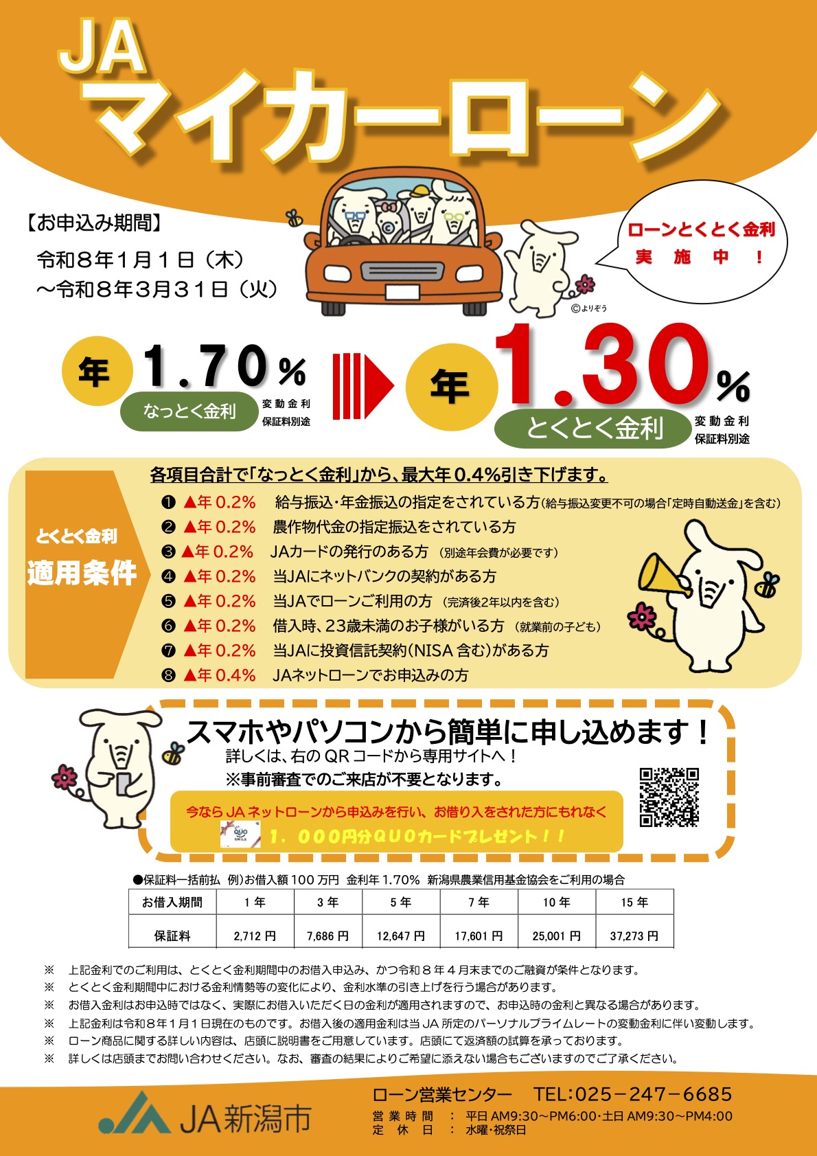 ＪＡバンクマイカーローンのご案内