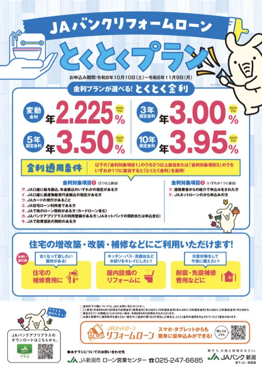 ＪＡリフォームローンとくとくプランのご案内